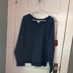 Old Navy Navy and Black Striped Women's Sweatshirt
